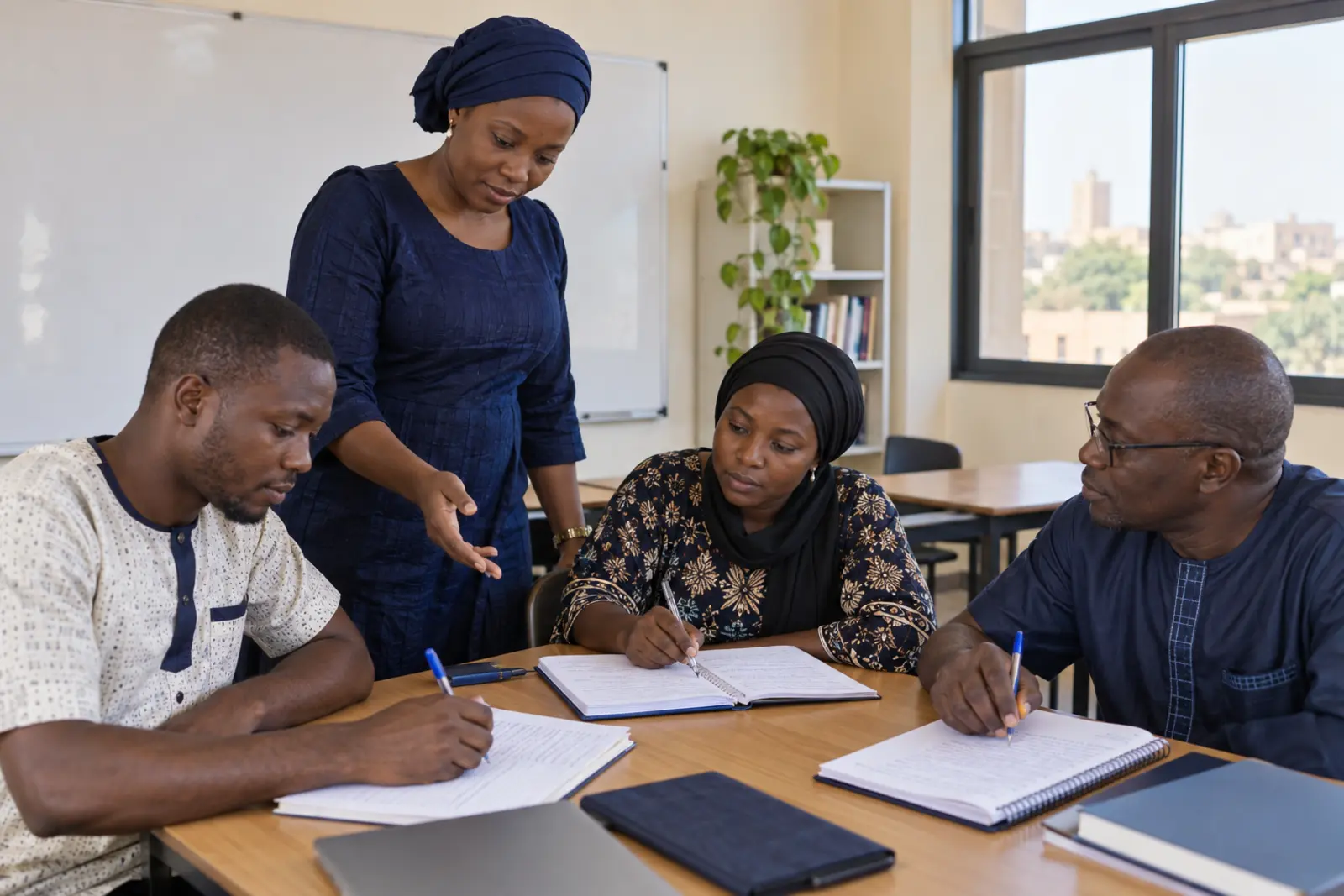 Adultes participant à un atelier de formation en français